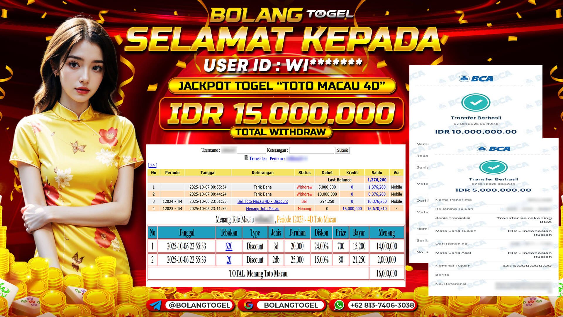 Bukti jackpot TOGEL TOTO MACAU 4D BOLANGTOGEL - gambar 1